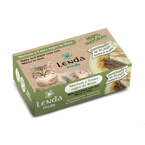 Lenda Nedves Foodie Cat "Hake and black tuna loin" - Tőkehal és fekete tonhalfilé 120 g